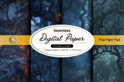 Seamless digital paper texture with watercolor forest backgr Product Image 1