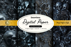 Black rose seamless digital paper texture background Product Image 1