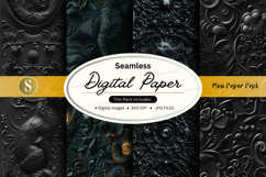 Seamless dark digital paper texture with ornate patterns Product Image 1