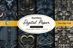 Seamless gothic digital paper texture pack with ornate patte Product Image 1