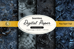 Seamless dark floral digital paper texture pack background Product Image 1