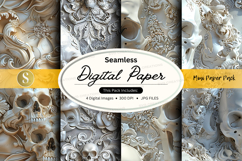Seamless skull digital paper texture pack vintage grunge Product Image 1