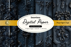 Seamless vintage digital paper texture background dark elega Product Image 1