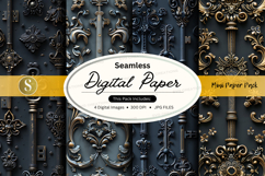 Seamless gold ornate digital paper texture pack vintage Product Image 1