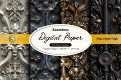 Seamless vintage digital paper texture with ornate baroque e Product Image 1