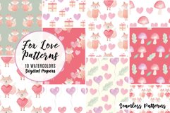 Love Foxes Watercolor Patterns Seamless Valentines Hearts Product Image 1