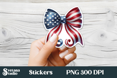 Patriotic bow American flag stickers printable PNG design Product Image 1