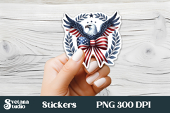 Patriotic bow American flag stickers printable PNG design Product Image 1
