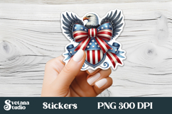 Patriotic bow American flag stickers printable PNG design Product Image 1