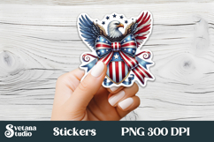 Patriotic bow American flag stickers printable PNG design Product Image 1