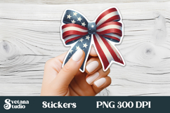 Patriotic bow American flag stickers printable PNG design Product Image 1