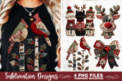 Preppy Rustic Christmas Patchwork Sublimation Designs Product Image 3