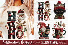 Preppy Rustic Christmas Patchwork Sublimation Designs Product Image 1