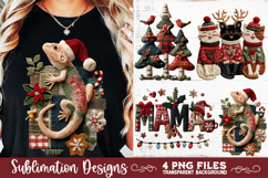 Preppy Rustic Christmas Patchwork Sublimation Designs Product Image 2