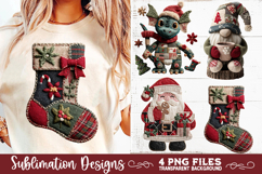 Preppy Rustic Christmas Patchwork Sublimation Designs Product Image 4