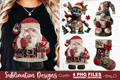Preppy Rustic Christmas Patchwork Sublimation Designs Product Image 6