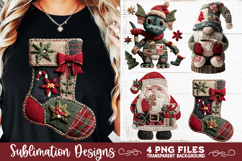 Preppy Rustic Christmas Patchwork Sublimation Designs Product Image 7