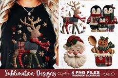 Preppy Rustic Christmas Patchwork Sublimation Designs Product Image 5