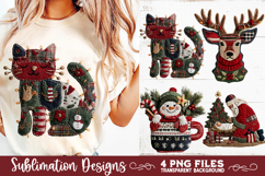 Preppy Rustic Christmas Patchwork Sublimation Designs Product Image 2