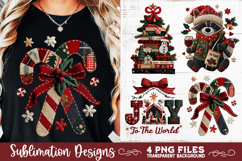 Preppy Rustic Christmas Patchwork Sublimation Designs Product Image 4