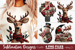 Preppy Rustic Christmas Patchwork Sublimation Designs Product Image 3