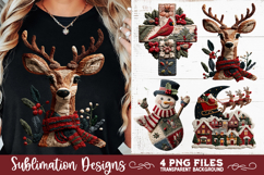 Preppy Rustic Christmas Patchwork Sublimation Designs Product Image 2