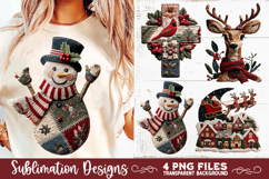 Preppy Rustic Christmas Patchwork Sublimation Designs Product Image 4