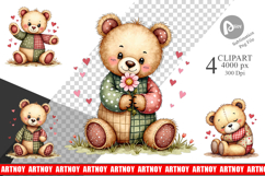 Patchwork Bear Adventures Clipart Product Image 1
