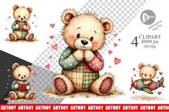 Patchwork Bear Adventures Clipart Product Image 1