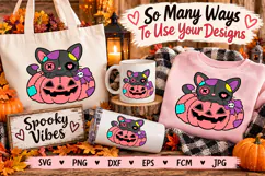 Cute Halloween Black Cat and Pumpkin SVG, Halloween Cat SVG Product Image 2