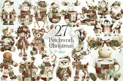 Patchwork Christmas Sublimation Clipart Bundle Product Image 1