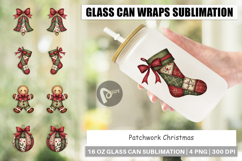 Patchwork Christmas Glass Can Product Image 1
