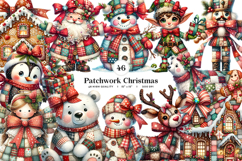 Patchwork Christmas Clipart PNG Bundle 46 Digital Files Product Image 1