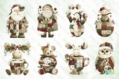 Patchwork Christmas Sublimation Clipart Bundle Product Image 2