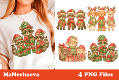 Christmas Patchwork Clipart | Raccoon Cat Sublimation Product Image 1