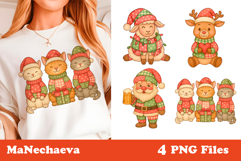 Christmas Patchwork Clipart | Santa Cat Sublimation Product Image 1