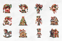 Patchwork Christmas Clipart PNG Bundle 46 Digital Files Product Image 3