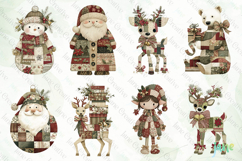 Patchwork Christmas Sublimation Clipart Bundle Product Image 4