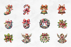 Patchwork Christmas Clipart PNG Bundle 46 Digital Files Product Image 4