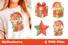 Christmas Patchwork Clipart | Cat Gift Sublimation Product Image 1