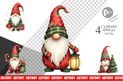 Patchwork Christmas Gnome Clipart Product Image 1