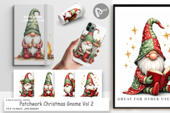 Patchwork Christmas Gnome Digital Paper Product Image 1