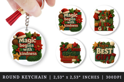 Patchwork Christmas round keychain sublimation design Product Image 1