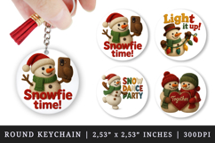 Patchwork Christmas round keychain sublimation design Product Image 1