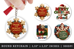 Patchwork Christmas round keychain sublimation design Product Image 1