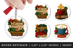 Patchwork Christmas round keychain sublimation design Product Image 1