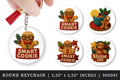 Patchwork Christmas round keychain sublimation design Product Image 1