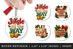 Patchwork Christmas round keychain sublimation design Product Image 1