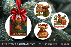 Patchwork Christmas round ornaments sublimation design Product Image 1