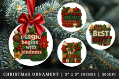 Patchwork Christmas round ornaments sublimation design Product Image 1